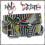USA-STYLEZ NYC BELT G�RTEL "CHEQUERED SHOES" SILVER