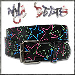 USA-STYLEZ NYC BELT G�RTEL "COLORED STARS" BLACK