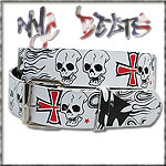 USA-STYLEZ NYC BELT G�RTEL "CROSS SKULL" WHITE
