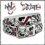 USA-STYLEZ NYC BELT G�RTEL "FEELING LUCKY" WHITE/RED