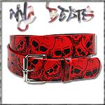 USA-STYLEZ NYC BELT G�RTEL "SKULLS ALL OVER" RED