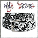 USA-STYLEZ NYC BELT G�RTEL "WINGED SKULL" WHITE