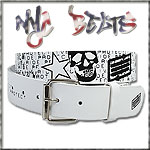 USA-STYLEZ NYC BELT G�RTEL "WRITINGS`N SKULLS" WHITE