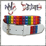 USA-STYLEZ NYC NIETEN BELT ALL COLOR STRAIGHT WHITE