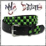 USA-STYLEZ NYC NIETEN BELT BRIGHT GREEN RIVET BLACK