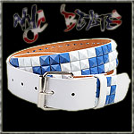USA-STYLEZ NYC NIETEN BELT BLUE RIVET WHITE