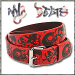 USA-STYLEZ NYC BELT G�RTEL "PIRATE SKULLS" RED