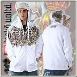 ECKO UNLTD. ZIPPER HOODY HOOD OF SIN BLEACH WHITE