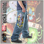 ECKO UNLTD. BAGGY PANT JEANS SPECTRUM BLASTED INDIGO