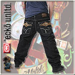 ECKO UNLTD. LOOSE FIT JEANS WATCH YOUR BACK BLACK RINSE