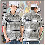 ECKO UNLTD. POLO JERSEY SHIRT BQE STRIPE ATHLETIC ASH