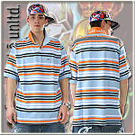 ECKO UNLTD. POLO JERSEY SHIRT TALLY STRIPE BLUE FREEZE