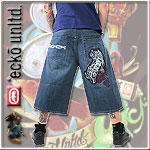 ECKO UNLTD. BAGGY JEANS SHORT IN THE CLOUD MECHANIC WASH