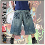 ECKO UNLTD. BAGGY JEANS SHORT RHINOS & CROWNS LT. STONE