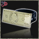 MASTER DIS BELT & BUCKLE DOLLAR BILL GOLD