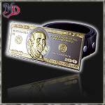 MASTER DIS BELT & BUCKLE DOLLAR BILL GOLD/SILVER