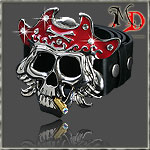 MASTER DIS BELT & BUCKLE SKULL RED