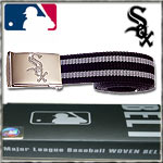 MASTER DIS WOVEN STRIPED BELT CHICAGO WHITE SOX BLACK/SILVER
