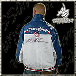 AL WISSAM LEATHER JACKET THROUGHBRED BLUE/WHITE