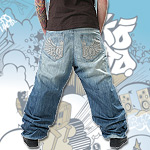 ECKO UNLTD. BAGGY PANT JEANS BECKNER MED BLUE WASH