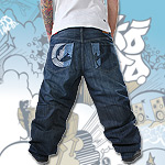 ECKO UNLTD. BAGGY PANT JEANS RHINO JEAN DARK BLUE WASH