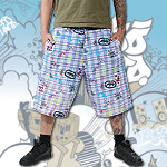 ECKO UNLTD. BAGGY SHORT WILDSTYLE BLEACH WHITE