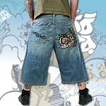 ECKO UNLTD. BAGGY JEANS SHORT WISDOM DENIM LT. STONE