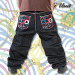 G-UNIT ULTRA BAGGY JEANS HOSE ALL G�S JEAN BLACK RED