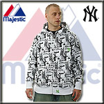 MAJESTIC ATHLETIC ZIP HOODY NEW YORK YANKEES COMIC WHITE