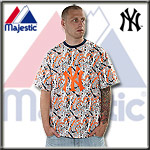MAJESTIC ATHLETIC JERSEY TEE SPLATTER NY YANKEES GREY/ORANGE