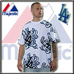 MAJESTIC ATHLETIC JERSEY TEE TATTOO LA DOGERS BLUE