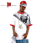 MAKAVELI BRANDED JERSEY TEE SHIRT FOIL MONEY RINGER WH/RD