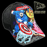 NEW ERA TRUCKER CAP CAPTAIN AMERICA COMIC BLACK -OSFA-