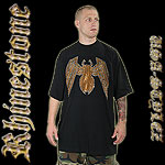 RHINESTONE JERSEY TEE SHIRT BAT ATTACK YELLOW STONE