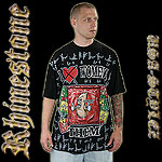 RHINESTONE JERSEY TEE SHIRT CONDOM BLACK