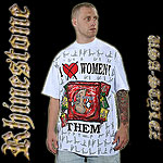 RHINESTONE JERSEY TEE SHIRT CONDOM WHITE