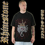 RHINESTONE JERSEY TEE SHIRT SPIDER SKULL RED NET BLACK