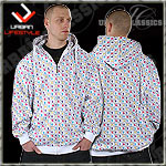 URBAN CLASSICS ZIPPER HOODY SKULL & DAGGER WHITE